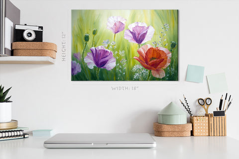 Canvas Print -  Poppies At Morning, Oil Painting #E0796