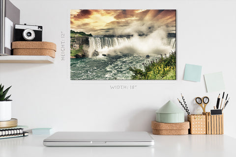 Impression sur toile - Cascade du Niagara au coucher du soleil, Canada #E0573