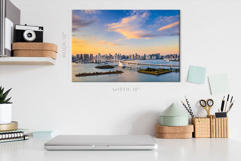 Impression sur toile - Skyline de la baie de Tokyo, Japon #E0491