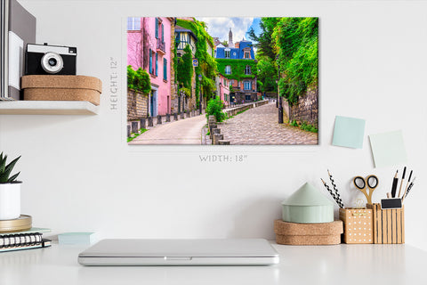 Impression sur toile - Paysage urbain confortable de Montmartre à Paris, France #E0227