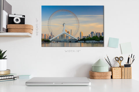 Impression sur toile - Paysage urbain de la grande roue de Tianjin #E0298