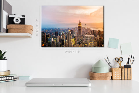 Impression sur toile - Gratte-ciel de Manhattan au coucher du soleil, New York #E0407