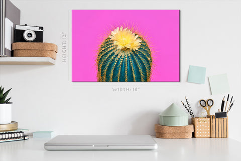 Canvas Print -  Blooming Cactus On Crimson Background #E0807