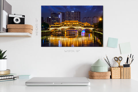 Impression sur toile - Pont Anshun sur la rivière Jin, Chengdu, Chine #E0328