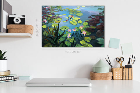 Canvas Print -  Beautiful Lotuses, Oil Painting #E0859