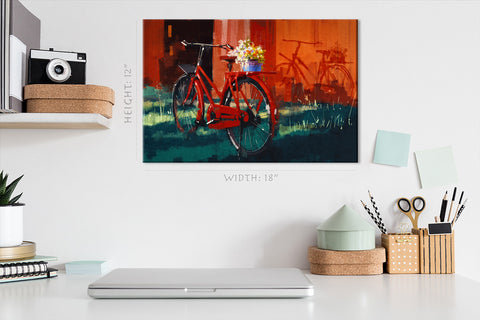 Canvas Print -  Bicycle With Bucket Of Flowers #E0874