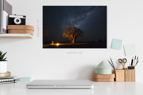 Canvas Print -  Camping Under Baobab's And Milky Way #E0992