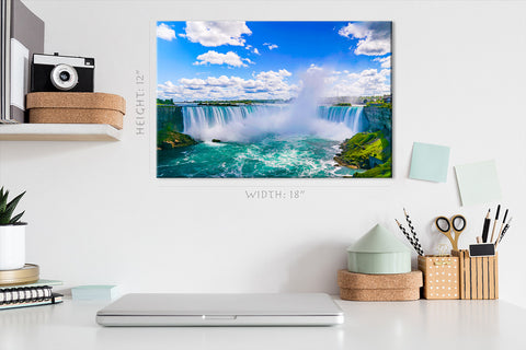 Impression sur toile - Chute d'eau du Niagara par une journée ensoleillée, Canada #E0583