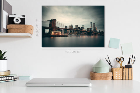 Canvas Print -  Brooklyn Bridge At Night, Manhattan, New York #E0396