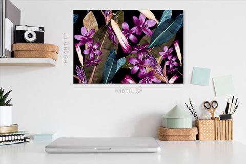 Impression sur toile - Fleurs et feuilles tropicales #E0676