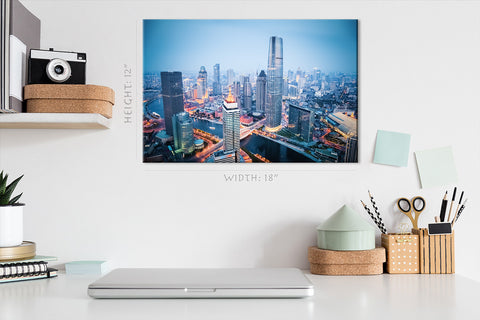 Impression sur toile - Skyline du quartier financier de Tianjin #E0296