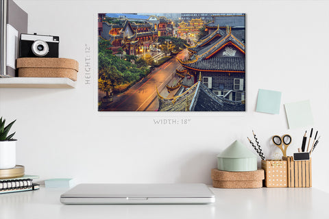 Impression sur toile - Quartier traditionnel de la route Qintai à Chengdu, Chine #E0324