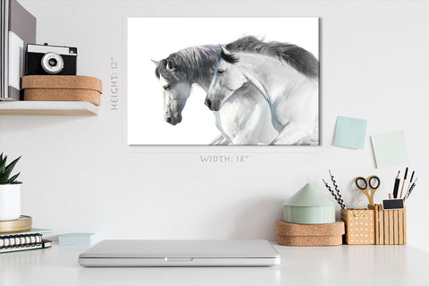 Canvas Print -  White Horses Portrait #E0896