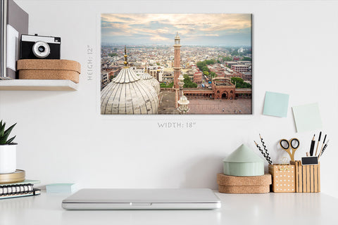 Impression sur toile - Jama Masjid, Delhi Skyline, Inde #E0455