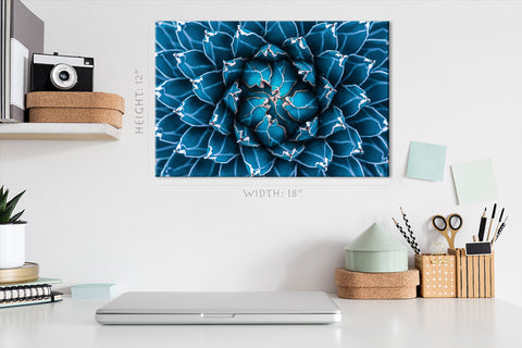 Impression sur toile - Agave Cactus, bleu foncé # E0650