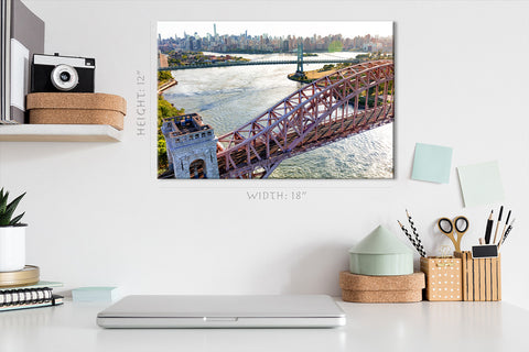 Impression sur toile - Vue aérienne du Hell Gate Bridge, New York #E0394