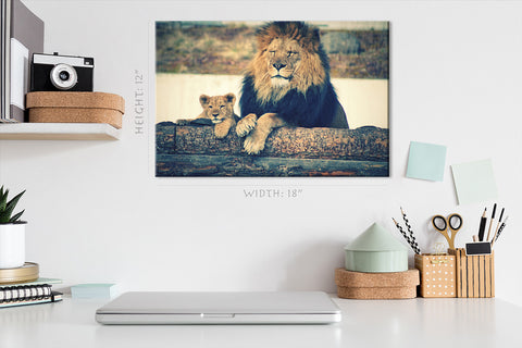 Canvas Print -  Lion With His Cub #E1024