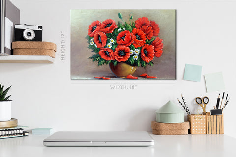 Canvas Print -  Bouquet Of Poppies In Vase #E0842