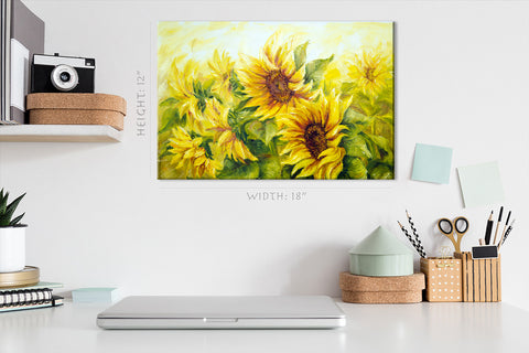 Impression sur toile - Tournesols, Peinture à l'huile #E0797