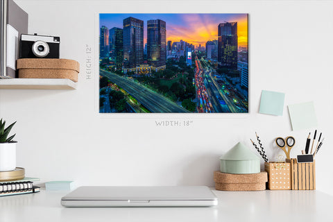 Canvas Print -  Jakarta Cityscape At Sunset, Indonesia #E0461