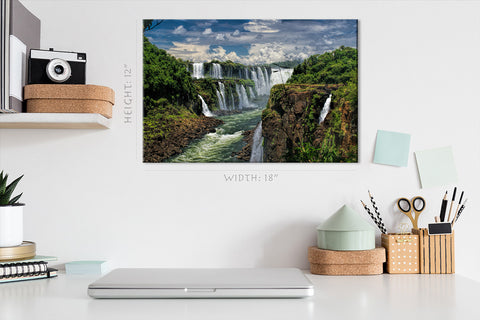 Impression sur toile - Vue spectaculaire de la cascade d'Iguazu, Amérique du Sud #E0565