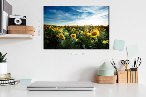 Canvas Print -  Yellow Sunflowers And Blue Sky #E0731