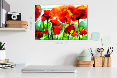 Canvas Print -  Poppies, Watercolor Painting #E0884