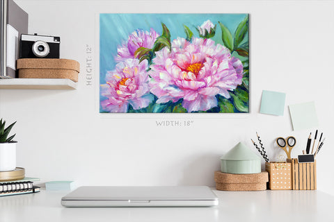 Impression sur toile - pivoines, peinture à l'huile #E0786