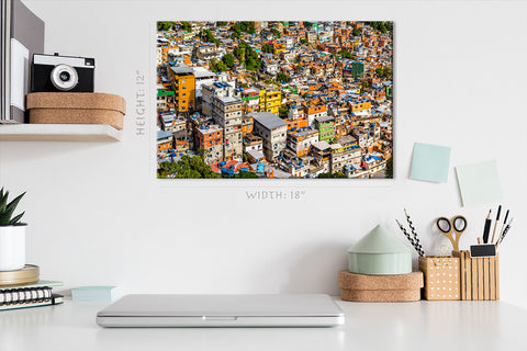 Impression sur toile - Vue aérienne de Rocinha Favela, Rio De Janeiro #E0248