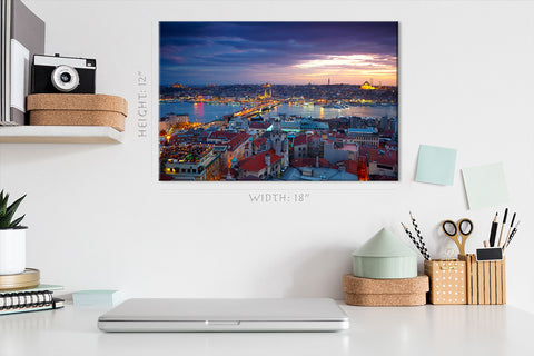 Impression sur toile - Skyline du coucher du soleil d'Istanbul #E0287