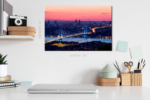 Canvas Print -  Istanbul Bosporus Bridge On Sunset #E0286