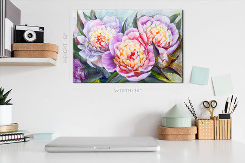 Impression sur toile - Belles pivoines, peinture à l'huile #E0795