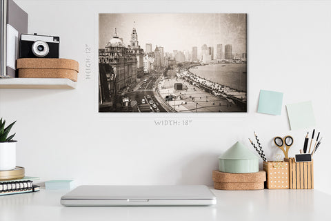 Canvas Print -  Vintage Photo Of A View Along The Bund In Shanghai, China #E0467