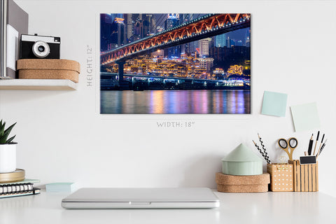 Impression sur toile - Le paysage urbain de Chongqing la nuit #E0313