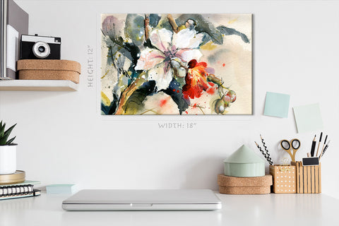 Canvas Print -  Bright Orchid In Bloom, Watercolor Painting #E0849