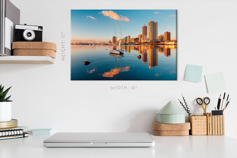 Impression sur toile - Skyline de la baie de Manille, Philippines #E0426