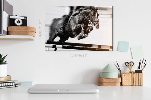 Canvas Print -  Horse Overcomes An Obstacle #E0947