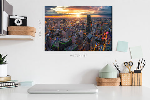 Impression sur toile - Bangkok City Downtown avec Sunset Sky #E0308