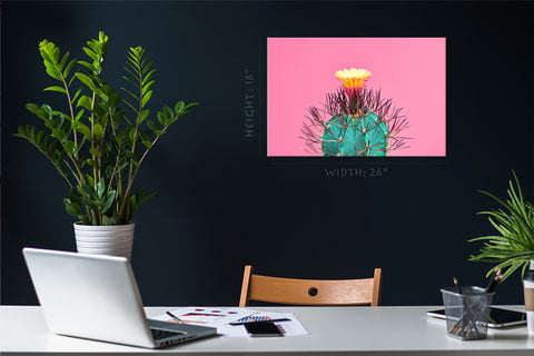 Canvas Print -  Blooming Cactus On Pink Background #E0805