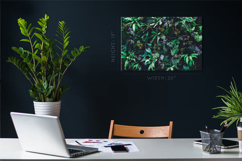 Canvas Print -  Tropical Green Leafs And Flowers #E0818