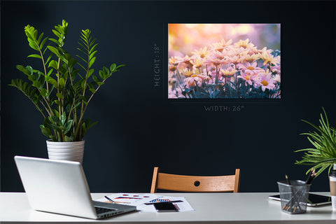 Canvas Print -  Sunset Light At Pink Flowers #E0653