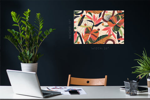 Canvas Print -  Abstract Tropical Flowers And Leafs #E0889