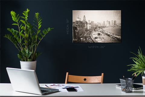 Canvas Print -  Vintage Photo Of A View Along The Bund In Shanghai, China #E0467