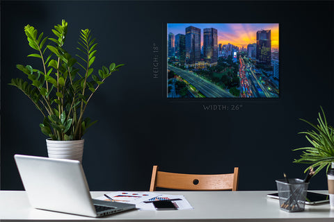 Canvas Print -  Jakarta Cityscape At Sunset, Indonesia #E0461