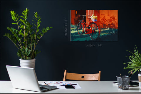 Canvas Print -  Bicycle With Bucket Of Flowers #E0874