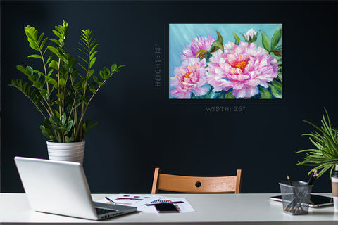 Canvas Print -  Peonies, Oil Painting #E0786