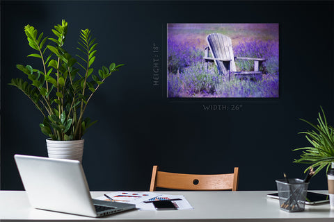 Canvas Print -  Wooden Chair In The Middle Of Lavender Field #E0599
