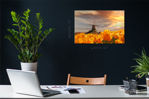 Canvas Print -  Yellow Tulips At Sunset #E0752