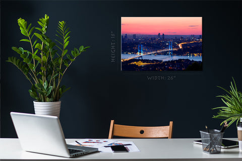 Tableau sur toile - Pont du Bosphore d'Istanbul au coucher du soleil #E0286