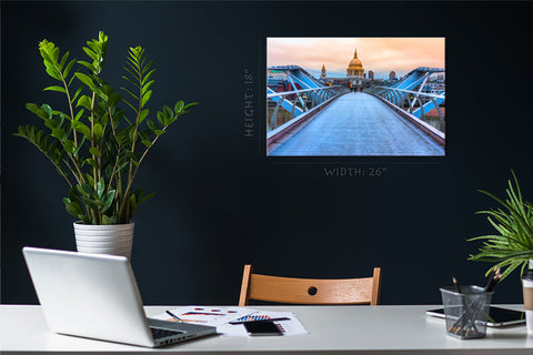 Canvas Print - St. Pauls Cathedral and Millennium Bridge, London #E0274